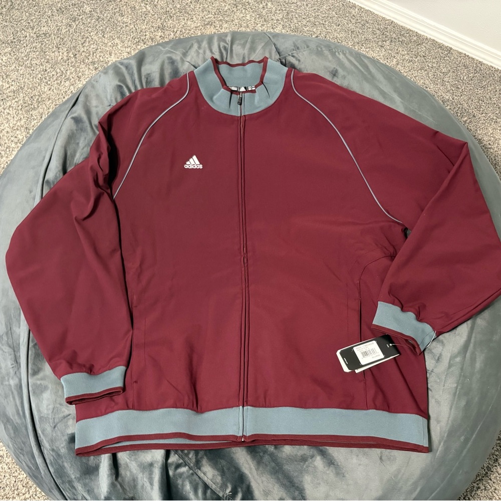 Adidas Red and Gray Bomber Jacket with Sporty Design